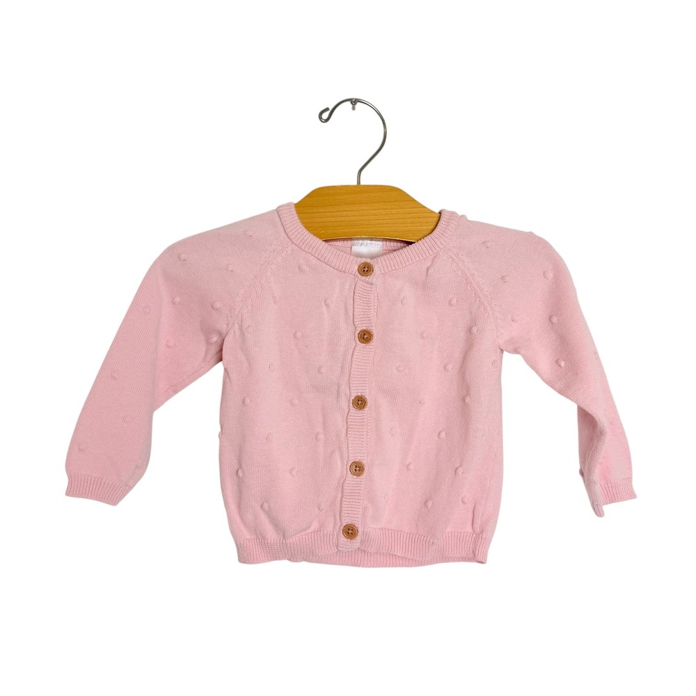 Modern Moments by Gerber Baby Girl Pink Popcorn Knit Cotton Cardigan 6-9M